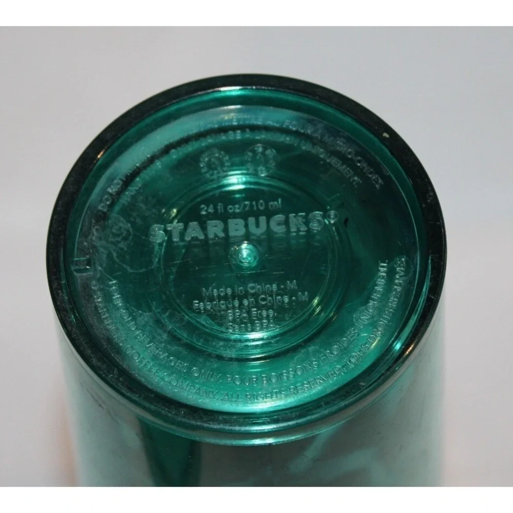 Starbucks 24 fl oz blue green Venti cold tumbler travel cup with lid & straw